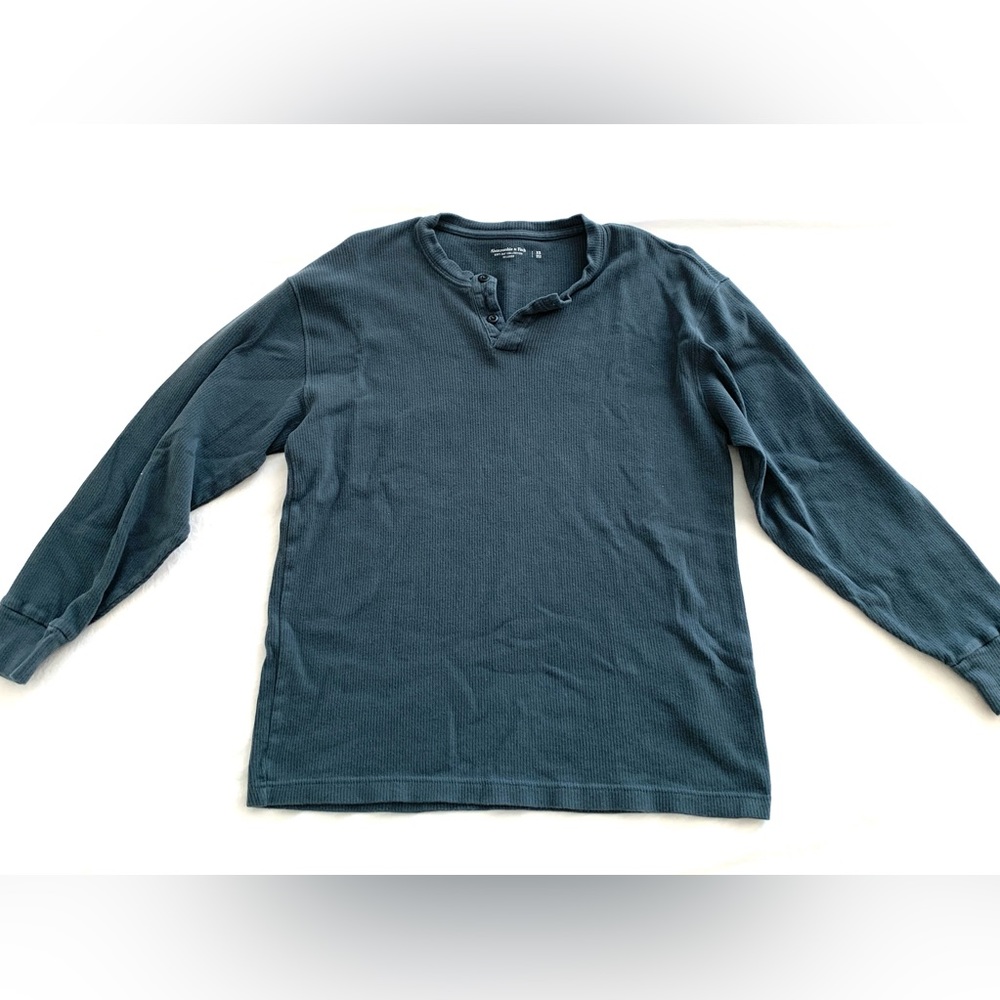 Soft Blue Grey Henley Long Sleeve